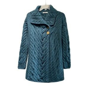 Rare Vintage Woolovers Turquoise Wool Knit Mid Length Women’s Sweater, Size L